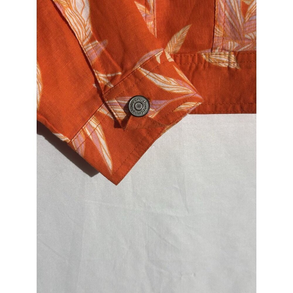 Cynthia Rowley Orange Floral 100% Linen Jacket Sz M Colorful Lightweight Pockets - Picture 7 of 10